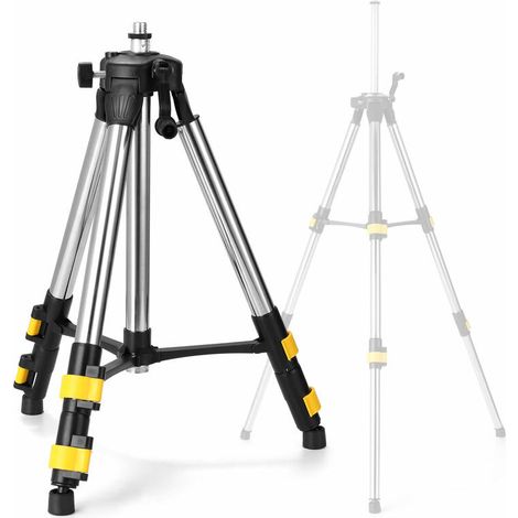 Trépied en acier inoxydable réglable en hauteur triple de 1,2 m avec perche d'extension pour niveau laser avec niveau à bulle (1/4)