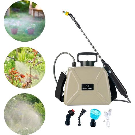 YMYNY Pulvérisateur à Pompe électrique, pulvérisateur de Jardin Portable, par USB, 5L, Sangles réglables, pulvérisateur d'eau pour Le Bain des, Jaune Sable (1/5)