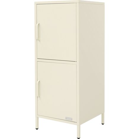 ML-Design Armadietto Portadocumenti da Ufficio Color Crema 40 x 101,5 x 40 cm, Contenitore in Acciaio con 2 Ante e Ripiani Regolabili, Mobile Multiuso di Archiviazione, Organizzatore Studio Soggiorno