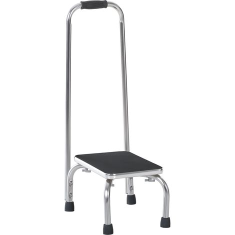Marchepied antidérapant avec barre d'appui - Plateforme de sécurité pour baignoire - Patins anti-glisse - Acier galvanisé (1/5)