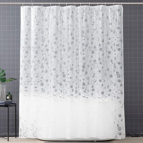 ZOLGINAH Rideau de Douche 200 x 200 cm EVA Semi Transparent Imperméable Anti Moisissure Lavable Rideau de Bain 3D Givré Salle de Bain 0.18mm Épaissi Rideau de Baignoire avec 13 Anneaux sans PVC (1/5)