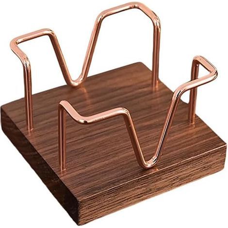 Porta post-it in legno, contenitore per articoli da ufficio, dispenser per blocchetti di appunti per casa, studio, ufficio, tavoli da conferenza (oro rosa) (1/5)