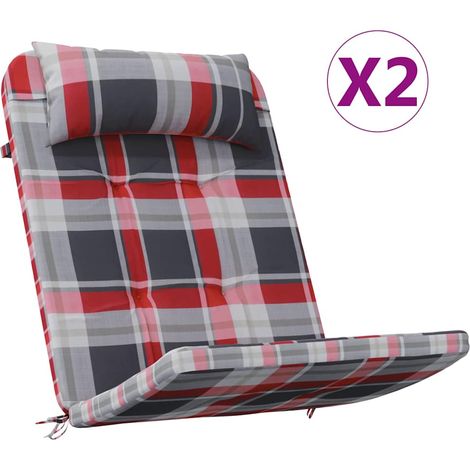 Maison Exclusive - Cuscini per sedie 2 pz Tessuto Oxford Quadro Rosso (1/5)