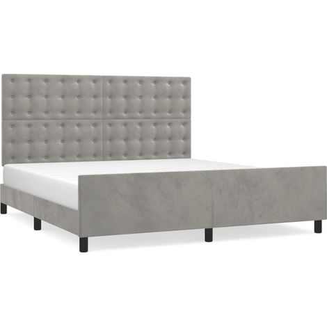 Maison Exclusive - Giroletto con Testiera Grigio Chiaro 180x200 cm in Velluto (1/5)