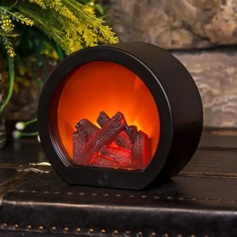 Cheminée Électrique, Cheminée Décorative, Cheminées À LED, Lampe De Cheminées avec Effet Flamme, Lanterne De Cheminée pour Intérieur Et Extérieur, Salon, Terrasse, Chambre, Alimentation USB Et Piles (1/5)