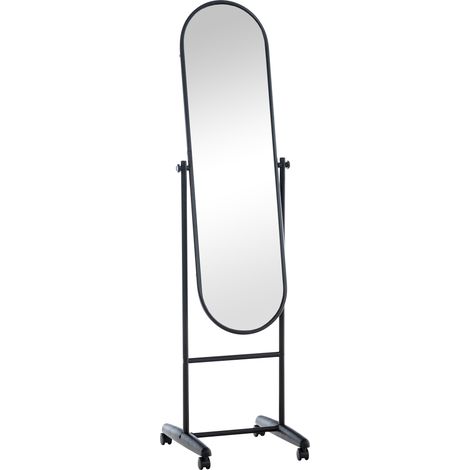 Miroir sur pieds Nane avec roulettes Noir (1/8)