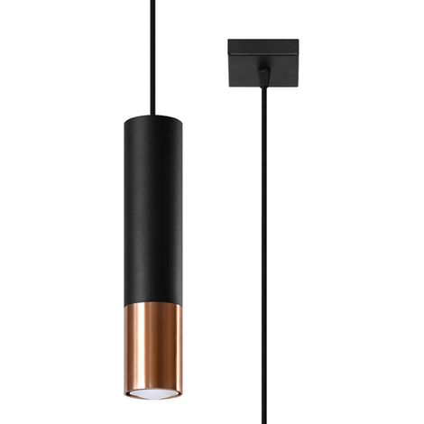 Lámparas colgantes Loopez negro/cobre acero 1xGU10 8cm Sollux (1/2)