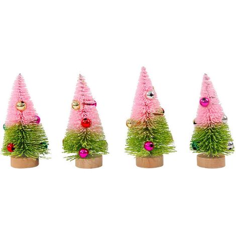 Set mit 4 Mini-Weihnachtsbäumen für Büro, Weihnachtsdekoration, elegante Figuren aus zartem Kiefernholz, Tischdekoration (1/5)