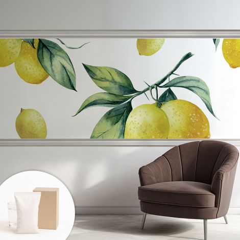Tapete Vliestapete mit Kleber für Wohnzimmer Schlafzimmer Küche - Wanddekoration Zitronenmotiv 250x104 cm (1/5)