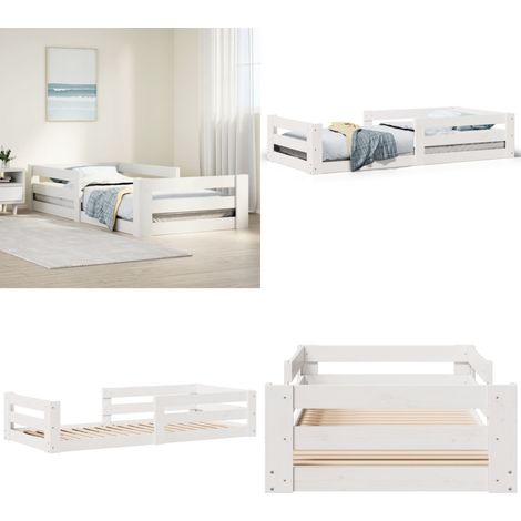 Estructura de cama sin colchón madera maciza blanca 75x190 cm - Estructura de cama - Base de cama