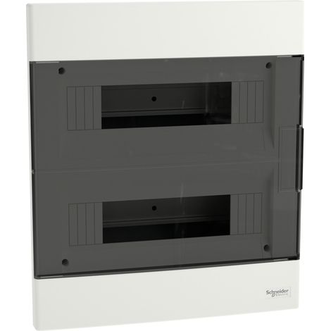 Coffret de distribution encastrable étanche IP40 Easy9 EU 24 modules (2x12) EZ9EU-2-12-PT-T transparent SCHNEIDER (1/4)