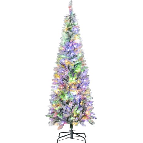 HOMCOM Albero di Natale Finto con 180 Luci LED Ø65x180 cm, Verde e Bianco