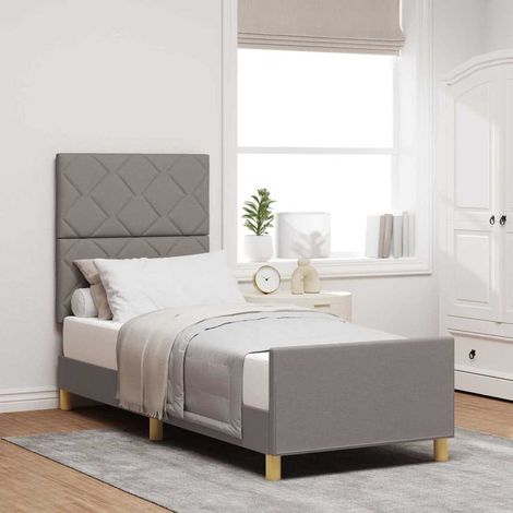 Bettgestell mit Kopfteil Taupe 80 x 200 cm Stoff