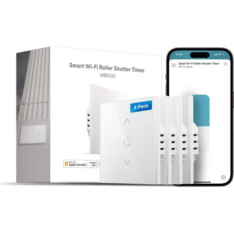 Interrupteur Volet Roulant Connecté Compatible avec HomeKit, Alexa et Google Home, WiFi Interrupteur de Rideau Tactile (FIL NEUTRE REQUIS), Contrôle Local, Contrôle Vocal (1/5)