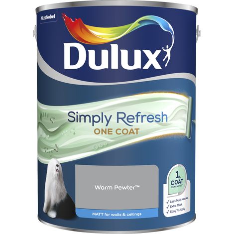 Dulux Simply Refresh One Coat Matt Emulsion Paint - 5L - Warm Pewter