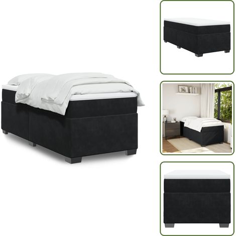 Boxspringbett mit Matratze Schwarz 100x200 cm Samt - Samtbett - Boxspringbett - Doppelbett - Schlafzimmermöbel - Luxusbett (1/5)