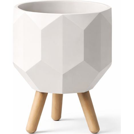 Vaso da fiori ottagonale bianco con gambe per piante e piante grasse