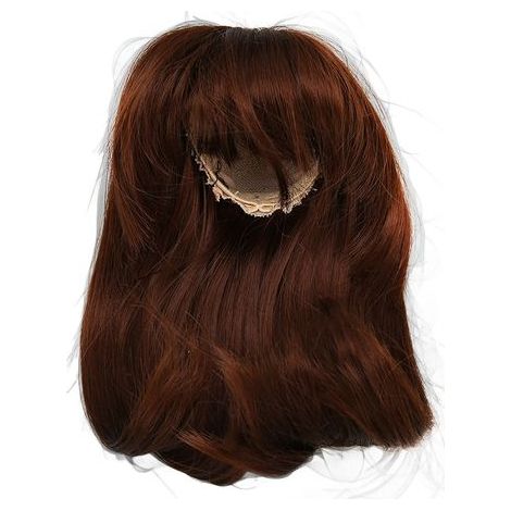 Hochtemperatur-Seidenperücke für 15,5–17 cm große BJD-Puppen mit Pony, Kunstleder, Dunkelbraun (1/5)