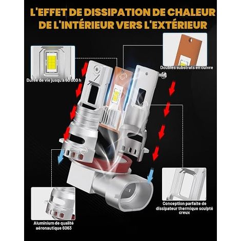 Ampoule H11 LED Voiture, 30000LM H8 H9 Lampes, H11 6500K, Design Phare de, Remplacement pour Halogènes, Ampoules (1/3)