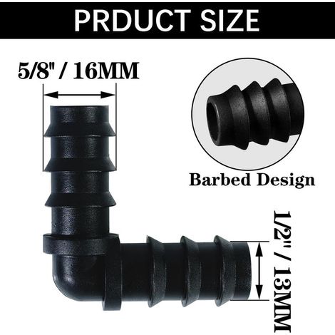 20PCS Tuyau Goutte à Goutte Connecteurs de Tuyaux pour 16 mm Raccord Tuyau d'arrosage Système d'Irrigation Kit de Raccords d'irrigation pour Tuyau Connecteurs en Plastique (Coude) (1/5)