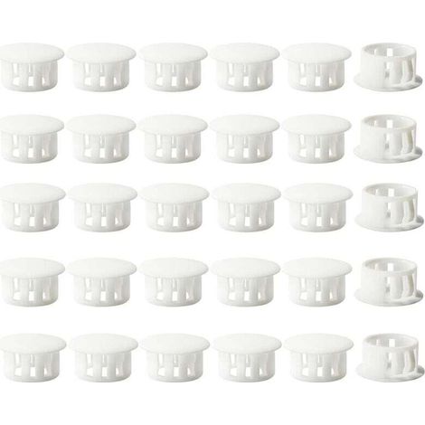 Embouts d'insertion - Embouts de fixation ronds verrouillables - Pour tubes de poteaux de clôture de meubles - 16 mm, 30 unités - Blanc (1/4)