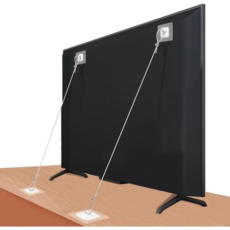 Verstellbare Sicherheitsgurte für Fernseher (für Fernseher bis zu 42 Zoll),Set mit 6 Gurten + 12 Ersatzklebepads (1/5)