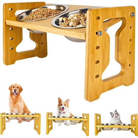 Elevated Dog Bowl Non Slip Adjustable Height with Stand, 5 Adjustable Dog Feeders with 2 Stainless Steel Bowls for Small Dogs (1/5)