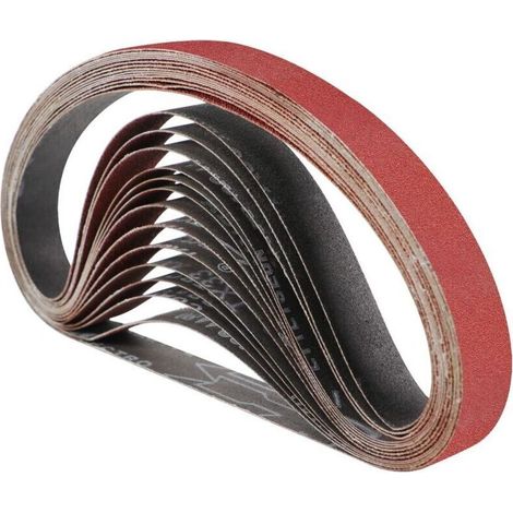 Bande Abrasive 25 x 762 mm Bande de Ponceuse - Ensemble de Bandes Abrasives Mixte (3 X grains 60/80/120/180/240) pour Ponceuses à Bande (15 pièces) (1/4)