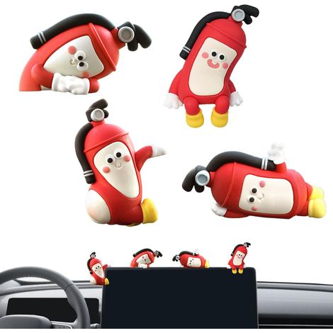 Décoration d'intérieur Lot de 4 figurines en forme d'extincteur Figurine décorative Époxy, 16 à 22 g chacune, moderne et minimaliste, idéal pour voiture, camion, bureau, chambre à coucher et (1/5)