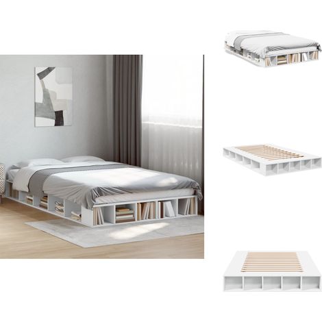 Cadre de lit sans matelas blanc 120x200 cm - Cadre De Lit - Lit Double - Lit Blanc - Meuble Chambre - Rangement Sous Lit (1/5)