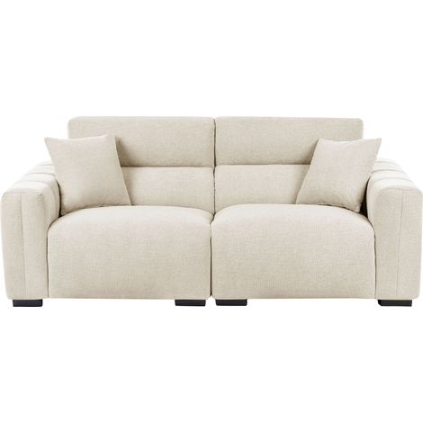 Divano a 3 posti in tessuto con cuscini Rivestimenti resistenti all'acqua morbido Beige chiaro Fauskan (1/5)