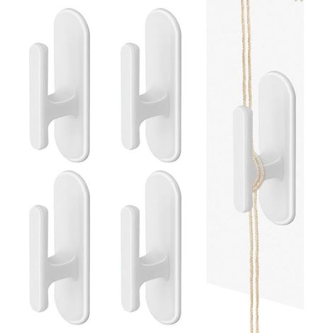Lot de 4 Crochets adhésifs pour Cordon de Store, Crochets adhésifs pour Enrouleur de Cordon de Store (Blanc) (1/4)