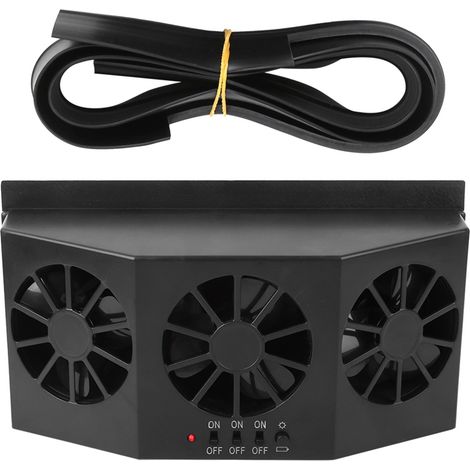 Ventilateur d'aération pour voiture portable solaire extracteur d'air ventilation refroidissement ABS noir 21,7x11,2x6,6 cm (1/5)