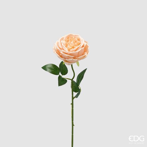 EDG Enzo De Gasperi Rosa Ramo con Foglie H 50 Cm Pianta Artificiale Colore Salmone
