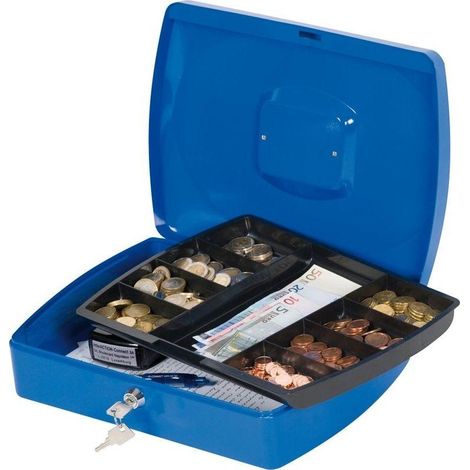 Q Connect cassa monetaria blu metallica 325x85x235 mm