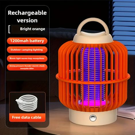 Lampe anti-moustiques filaire 2 en 1, anti-moustiques avec lumière LED, décharge électrique 2500 V,pour camping, cour, la maison et le jardin (orange) (1/5)