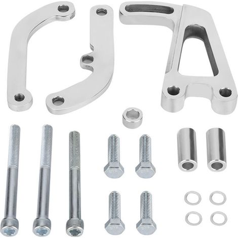 Soporte de montaje para bomba de dirección asistida de aleación de aluminio pulido, compatible con motores Chevy 262-400-Crezuo SBC. (1/4)