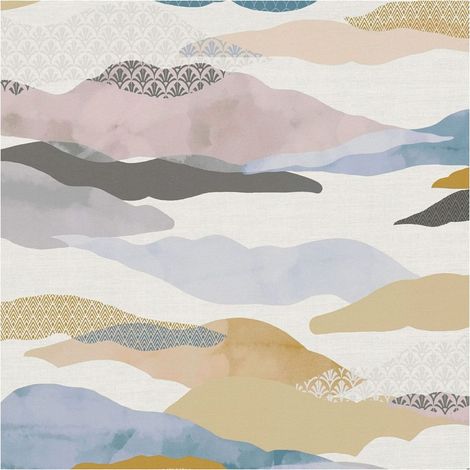 Grafik Tapete Profhome 396991 heißgeprägte Vliestapete leicht strukturiert Design matt blau rosa beige grau 5,33 m2