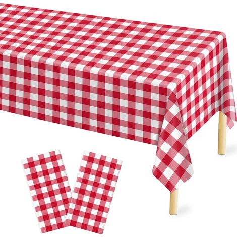 Nappe de pique-nique jetable 3 pièces, 137274cm, nappe rectangulaire à carreaux rouges 0,04 mm
