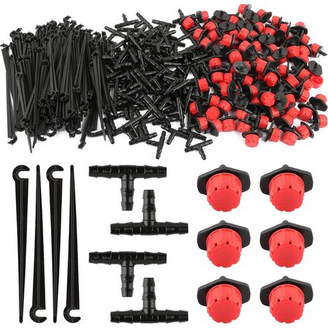 300pcs Goutteurs Irrigation Réglable + Tee Joint de Tuyau +Piquet de Support pour Kit Système d'irrigation de Bricolage Goutte Automatique H230 (1/5)