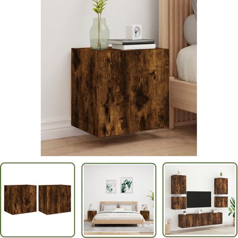The Living Store Meubles TV muraux 2 pcs chêne fumé 40,5x30x40cm bois ingénierie - Meuble Tv Mural - Meuble Tv Flottant - Armoire Tv Murale - Étagère Murale - Rangement Mural (1/5)
