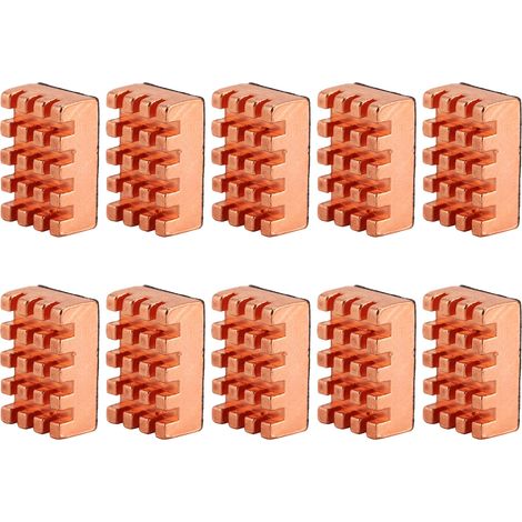 10 dissipateurs thermiques en laiton P15x5x10 avec ruban adhésif thermique pour refroidissement CPU (1/5)