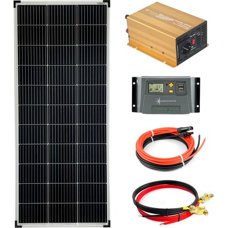 Komplettset 1x140 Watt Solarmodul 1270x590 600 Watt NP600 Wandler 10A Laderegler gelb