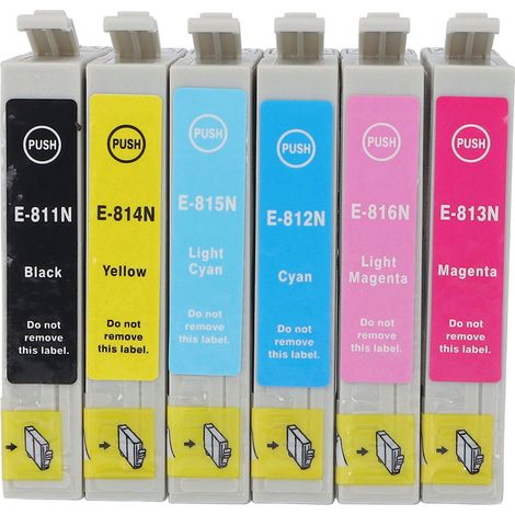 Cartouche d'encre BK CMY LC LM 6 couleurs, accessoire d'impression pour papier photo et documents T0811N T0812N T0813N T0814N T0815N T0816N (1/5)