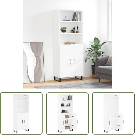 Buffet haut Blanc 69,5x34x180 cm Bois d'ingénierie (1/5)