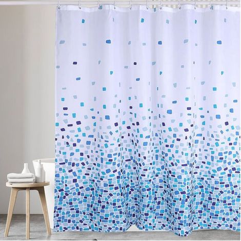 (Mosaïque à Motif - Bleu, Single Pack)Rideau de Douche, pour Baignoire et Salle de Bains, Lavables, Anti-moisissure et (1/5)