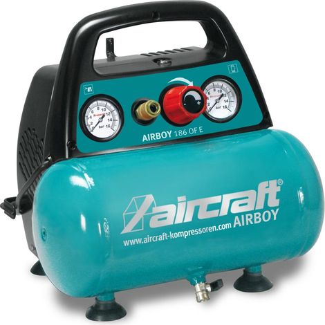 Compresor de pistón para avión AIRBOY 186 OF E, 230 V, presión máxima 8 bar, capacidad 6 l, compresor sin aceite - 2001230