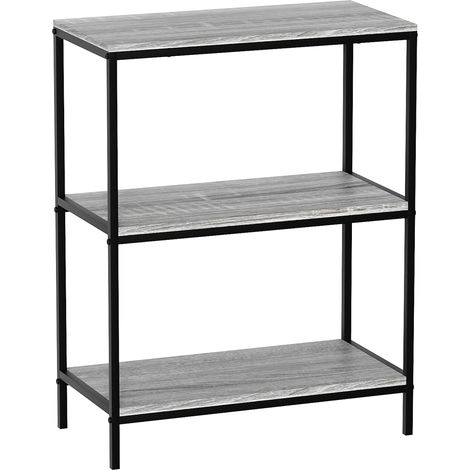 Brooklyn 3 Tier Bookcase Wooden Shelving Storage Display Shelves Wood Unit Stand, Grey