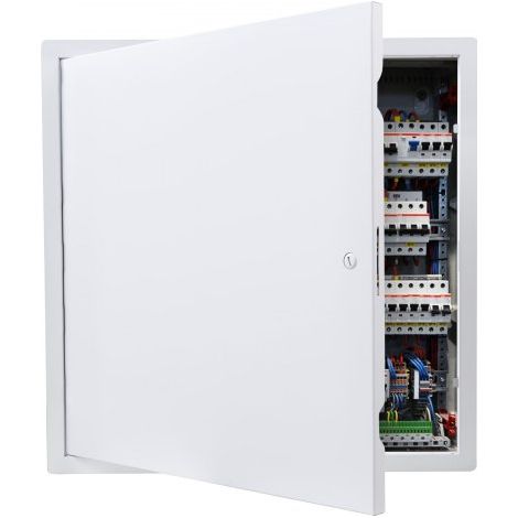 Revisionsklappe Trockenbau 489x489 mm, Revisionstür aus Verzinktem Stahl mit Schlitzverschluss, Wartungsklappe für Deckenmontage (Sanitär & Elektro), Einbaumaß 467,5x467,5 mm Inspektionsklappe (1/5)