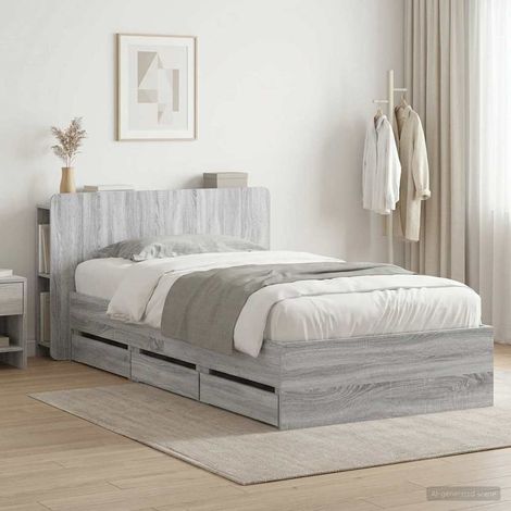 vidaXL Bed Frame with Storage and Headboard Grey Sonoma 80 x 200 cm (1/5)